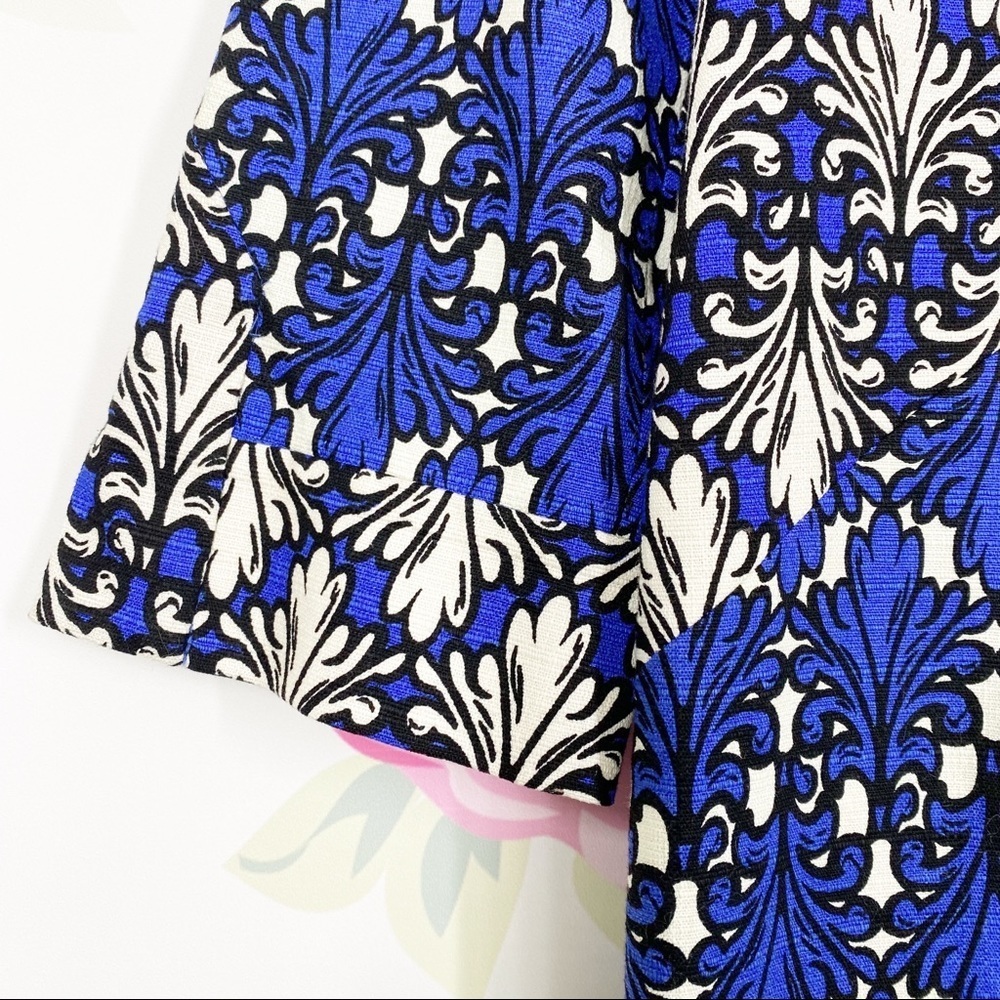 NEW Donna Morgan Cobalt Blue Ivory Multi Print Sheath Dress 4 - Picture 3 of 13